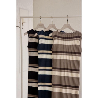 Her lip to - Cotton Striped Ribbed Knit Dress