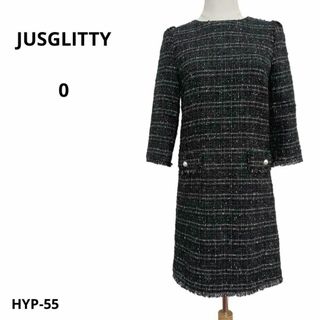 美品 JUSGLITTY ジャスグリッティーワンピース ブラック ０おしゃれ