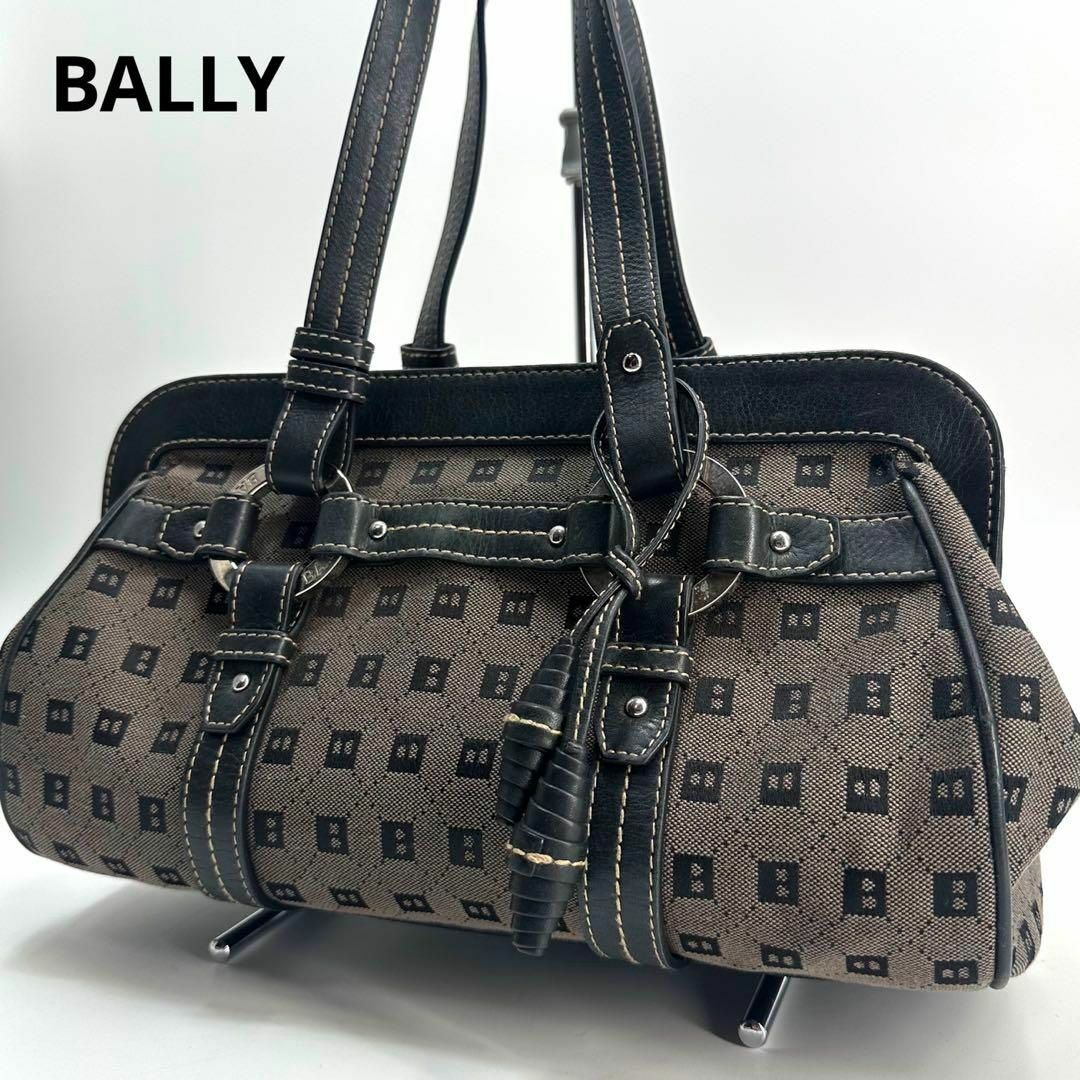 Bally(バリー)の◆美品◆BALLY バリー ハンドバッグ 総柄ロゴ  レザー✖️キャンパス  レディースのバッグ(ハンドバッグ)の商品写真