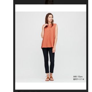 ユニクロ(UNIQLO)のUNIQLO リネンブレンドスキッパーシャツ（ノースリーブ）(シャツ/ブラウス(半袖/袖なし))