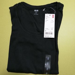 ユニクロ(UNIQLO)のクルーネックT　長袖　ブラック(Tシャツ(長袖/七分))