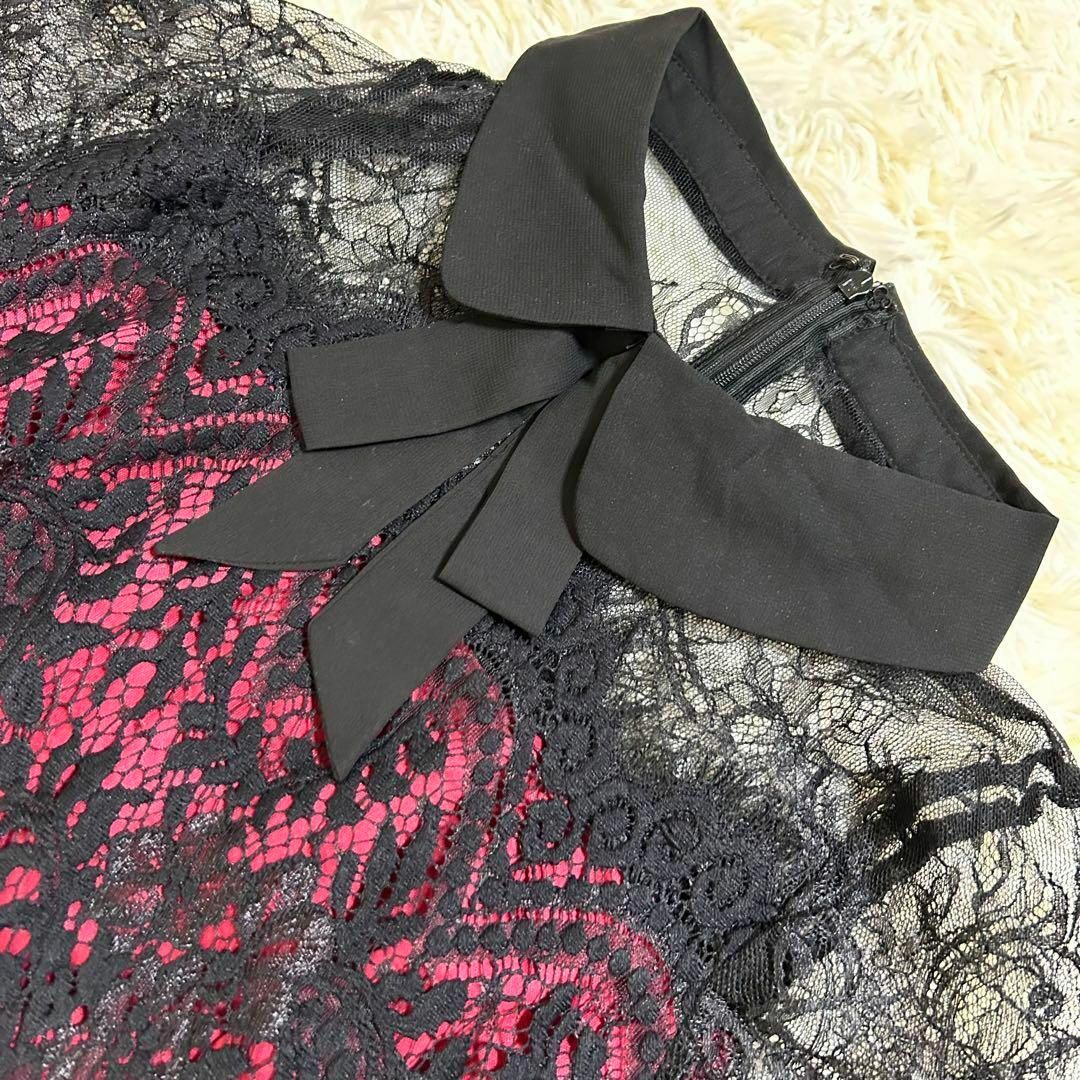 dazzy store(デイジーストア)のデイジーストア ドレス ワンピース リボン レース レッド ブラック S レディースのフォーマル/ドレス(ナイトドレス)の商品写真
