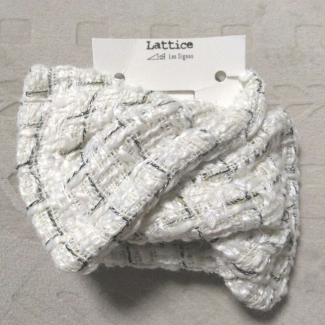 Lattice(ラティス)のホワイト ツイード デフトバン レディースのヘアアクセサリー(その他)の商品写真