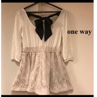 one*way - ワンウェイ one way ミニワンピース レースワンピース バックリボン 白