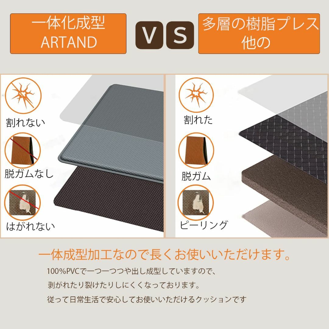 【色: ブラウン】キッチンマットブラウン 120cm 拭ける台所マット ARTA インテリア/住まい/日用品のキッチン/食器(その他)の商品写真