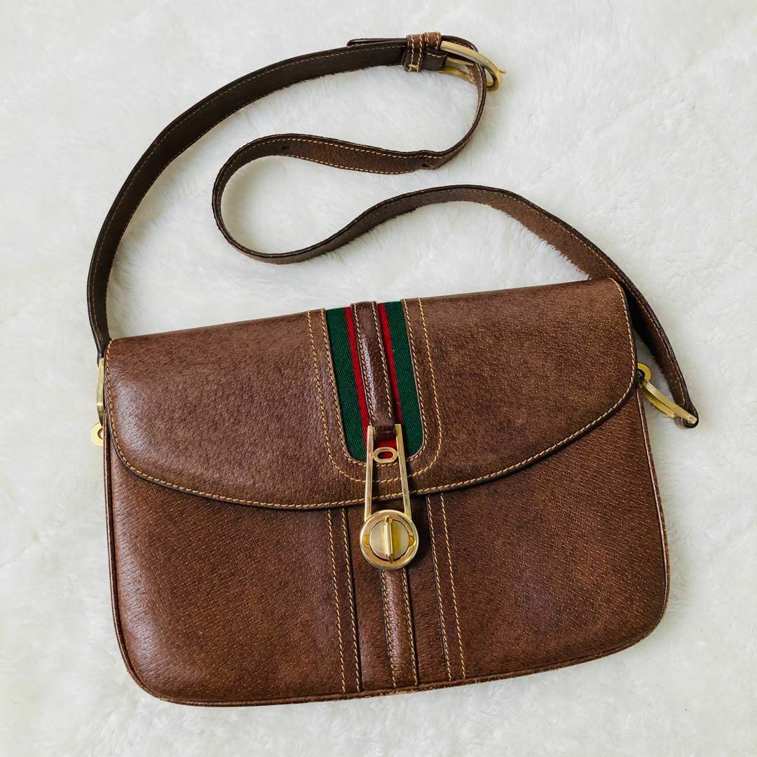 Gucci(グッチ)のOLD GUCCI シェリーライン レザー ショルダーバッグ レディースのバッグ(ショルダーバッグ)の商品写真