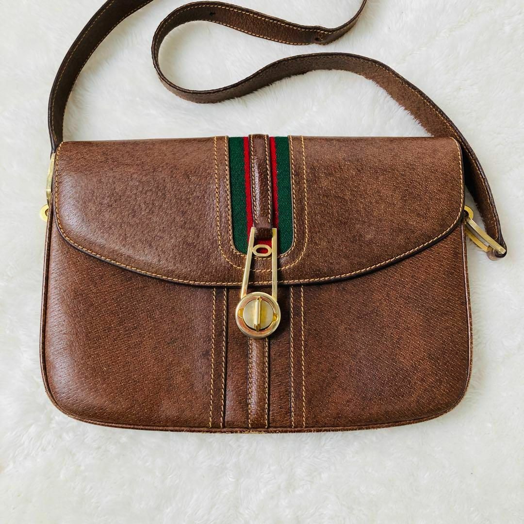 Gucci(グッチ)のOLD GUCCI シェリーライン レザー ショルダーバッグ レディースのバッグ(ショルダーバッグ)の商品写真