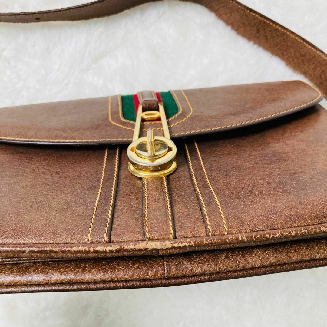 Gucci(グッチ)のOLD GUCCI シェリーライン レザー ショルダーバッグ レディースのバッグ(ショルダーバッグ)の商品写真