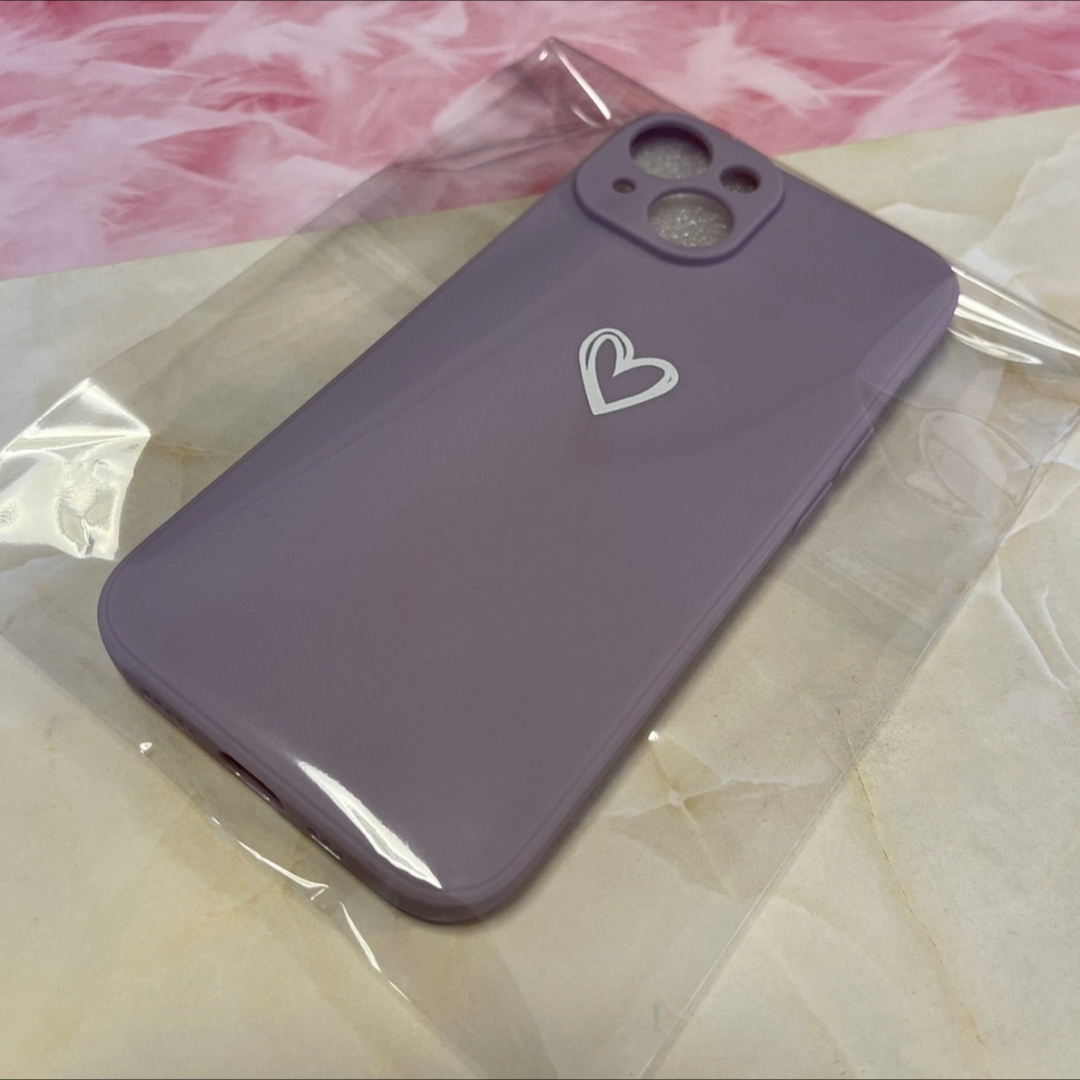 【iPhone14plus】iPhoneケース パープル ハート 紫 シンプル スマホ/家電/カメラのスマホアクセサリー(iPhoneケース)の商品写真