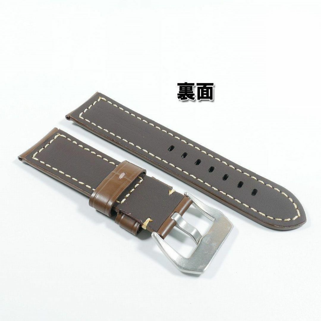 パネライ対応 互換レザーベルト ブラウン 24mm ピンバックル付き [B] メンズの時計(レザーベルト)の商品写真