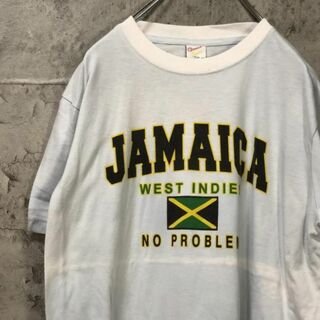 JAMAICA 国旗 USA輸入 リンガー オーバー Tシャツ(Tシャツ/カットソー(半袖/袖なし))