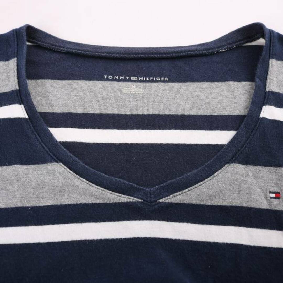 TOMMY HILFIGER(トミーヒルフィガー)のトミーヒルフィガー 長袖Ｔシャツ トップス カットソー ボーダー レディース Mサイズ ネイビー グレー TOMMY HILFIGER レディースのトップス(Tシャツ(長袖/七分))の商品写真