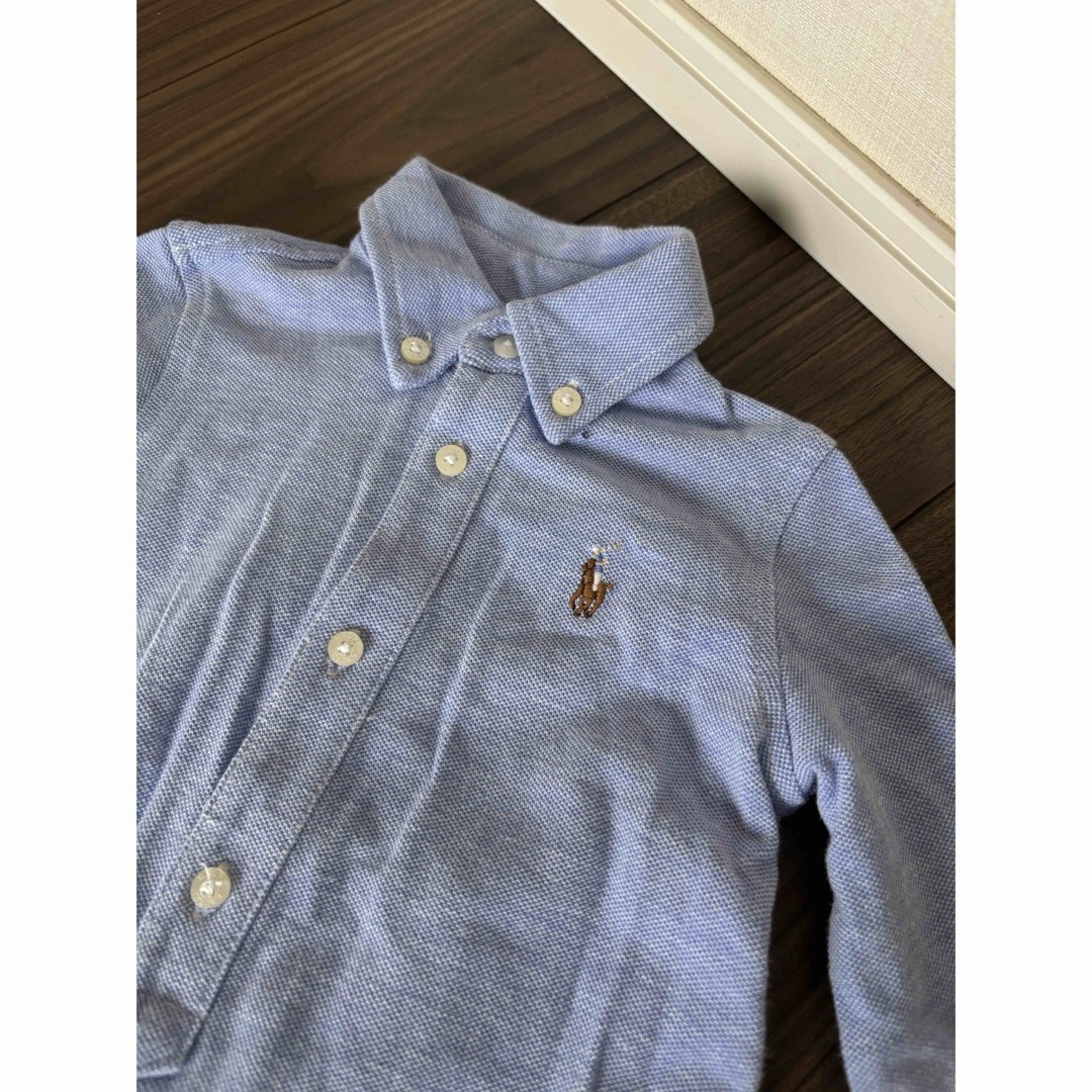 POLO RALPH LAUREN(ポロラルフローレン)のラルフローレン　ロンパース　ポロシャツ　ブルー　9M キッズ/ベビー/マタニティのベビー服(~85cm)(ロンパース)の商品写真