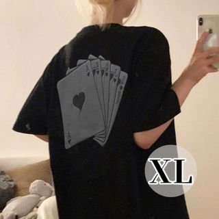 【個性派】半袖 Tシャツ トランプ ブラック ユニセックス オシャレ 原宿 XL(Tシャツ(半袖/袖なし))