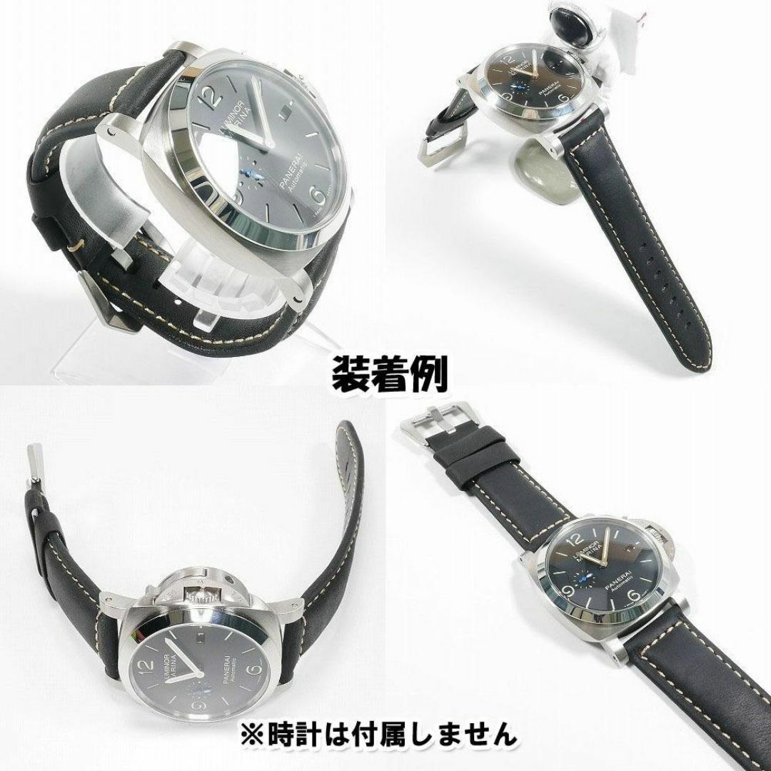 パネライ対応 互換レザーベルト ブラック 24mm ピンバックル付き [C] メンズの時計(レザーベルト)の商品写真