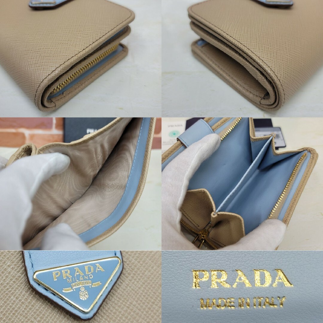 PRADA(プラダ)の新作 美品PRADA☆鑑定済☆サフィアーノ 1ML018 バイカラープラダ財布 レディースのファッション小物(財布)の商品写真