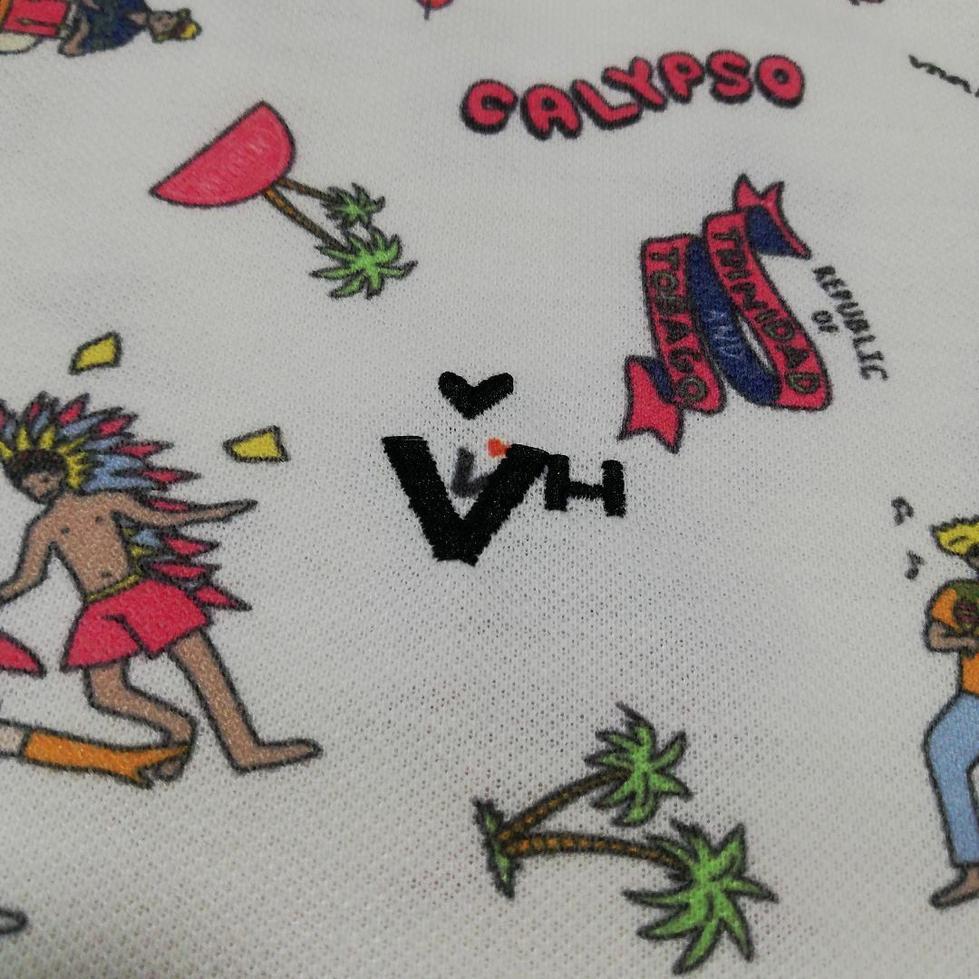 VIVA HEART(ビバハート)のビバハート　ゴルフウェア　ポロシャツ　半袖シャツ　サンバ柄　カーニバル柄　ロゴ スポーツ/アウトドアのゴルフ(ウエア)の商品写真