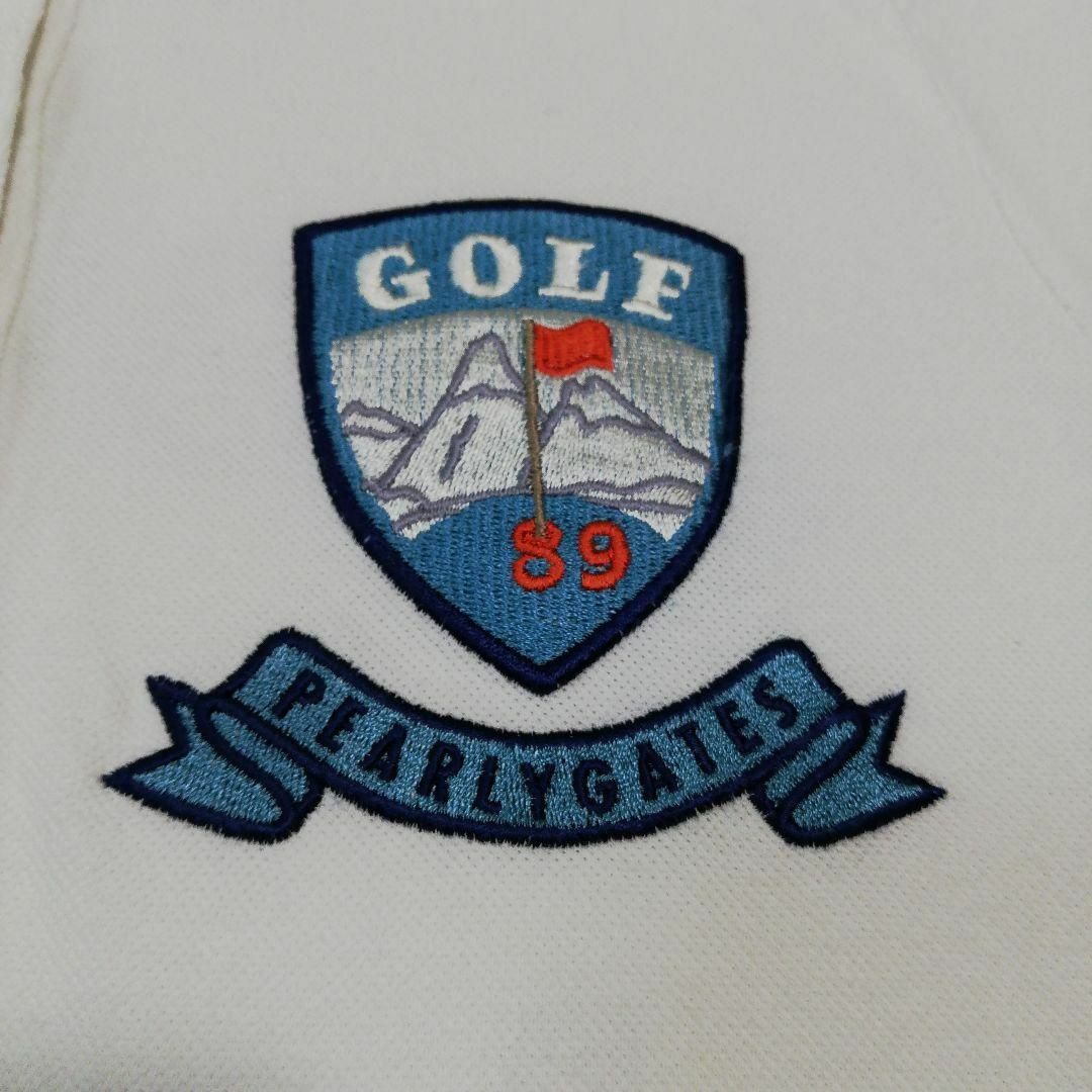 PEARLY GATES(パーリーゲイツ)のパーリーゲイツ　ゴルフウェア　ポロシャツ　半袖シャツ　ロゴ　刺繍　ワッペン　M スポーツ/アウトドアのゴルフ(ウエア)の商品写真