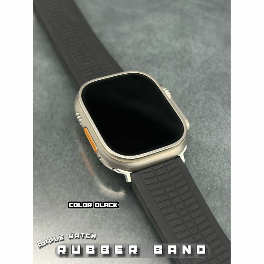 アップルウォッチ ワイド幅 ブラック ラバーベルト メンズの時計(ラバーベルト)の商品写真