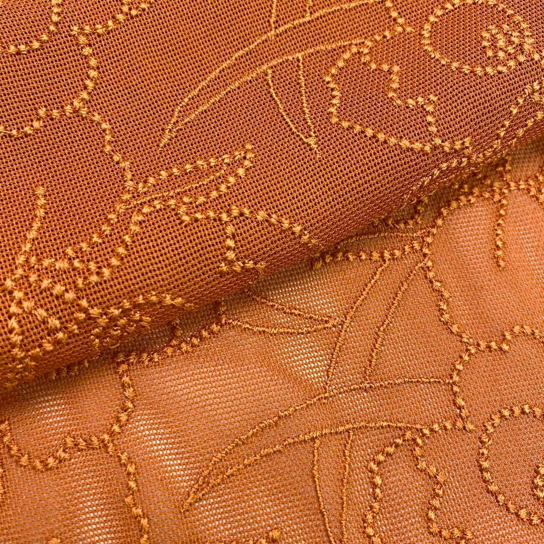 道中着 夏物 紗 花模様 刺繍 未使用品 紅柑子色 橙色 RK-1341 レディースの水着/浴衣(その他)の商品写真