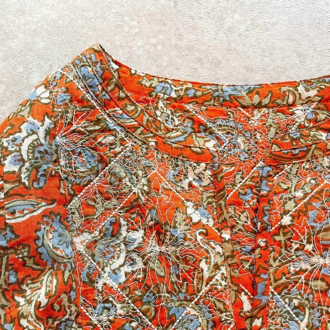 Ungrid(アングリッド)のアングリッドUngrid インド綿　エスニックブラウス フリーサイズ　オレンジ レディースのトップス(シャツ/ブラウス(長袖/七分))の商品写真