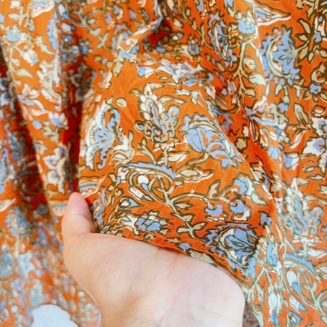 Ungrid(アングリッド)のアングリッドUngrid インド綿　エスニックブラウス フリーサイズ　オレンジ レディースのトップス(シャツ/ブラウス(長袖/七分))の商品写真