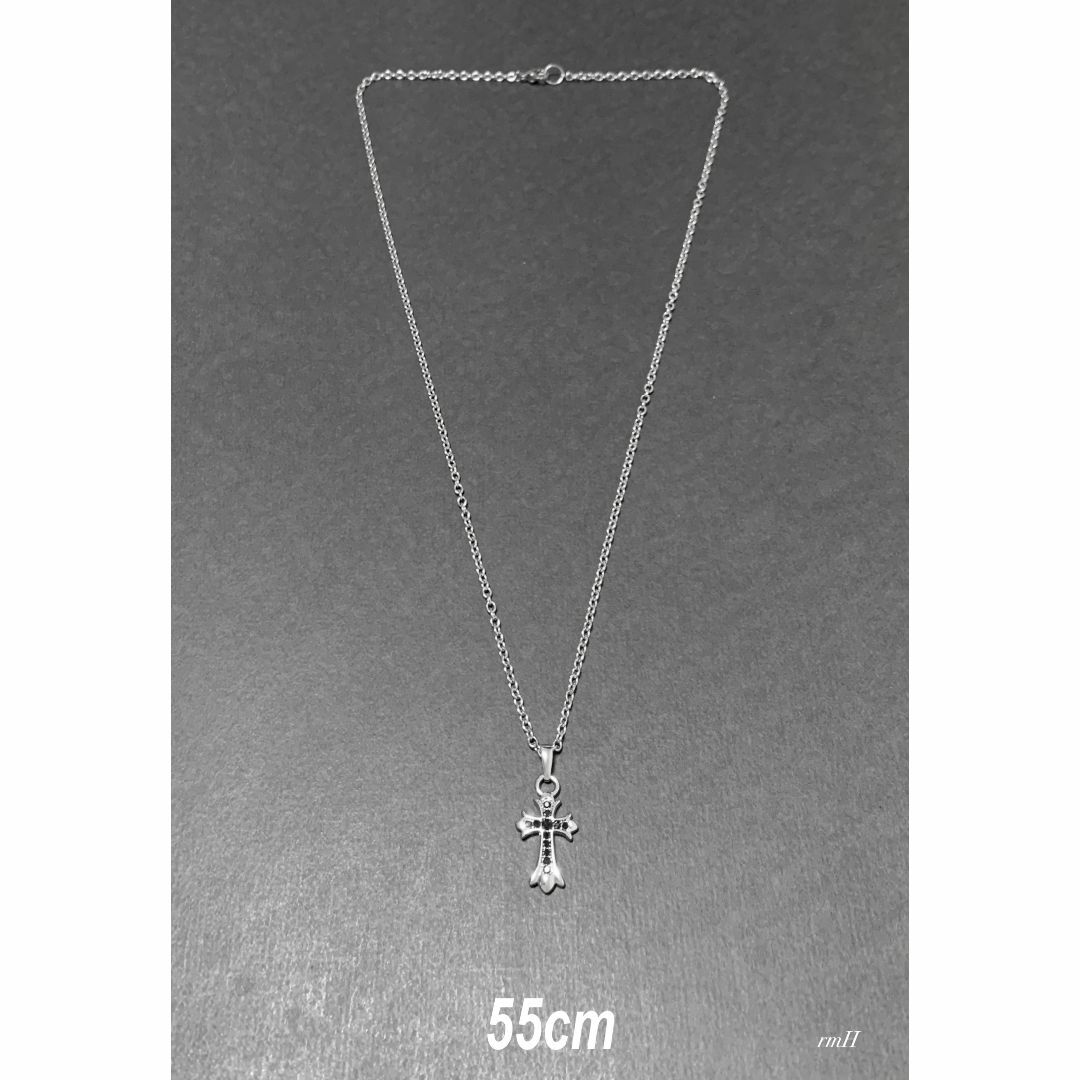 【キュービックジルコニアクロス ネックレス 55cm】クロムハーツ好きに♪ メンズのアクセサリー(ネックレス)の商品写真