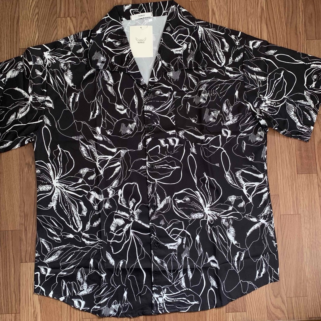 ノウル オープンカラー花柄シャツ 黒 M メンズのトップス(シャツ)の商品写真