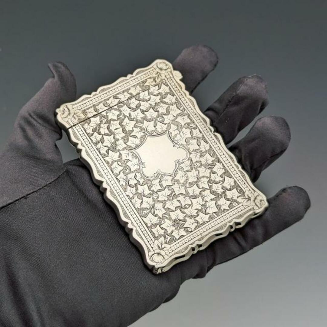 1883年 英国アンティーク 純銀製カードケース 47g George Unite エンタメ/ホビーの美術品/アンティーク(金属工芸)の商品写真