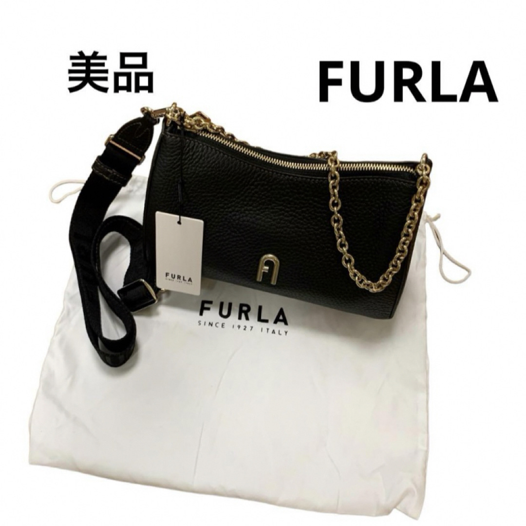 Furla(フルラ)のフルラ　2wayショルダーバッグ　ハンドバッグ　黒　レザー　チェーン　プリムラ レディースのバッグ(ショルダーバッグ)の商品写真