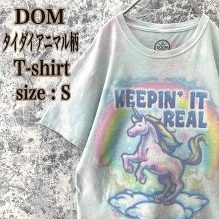 ヴィンテージ(VINTAGE)のIT77 US古着DOMユニコーンアニマルタイダイ柄薄手Tシャツ激レアデザイン(Tシャツ/カットソー(半袖/袖なし))