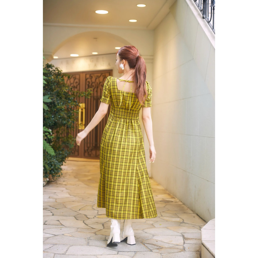 新品Multicolor Plaid Power Shoulder Dress レディースのワンピース(ロングワンピース/マキシワンピース)の商品写真