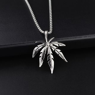 【再入荷】メンズ　シルバー　ネックレス　リーフ　アクセサリー　ヒップホップ　(ネックレス)