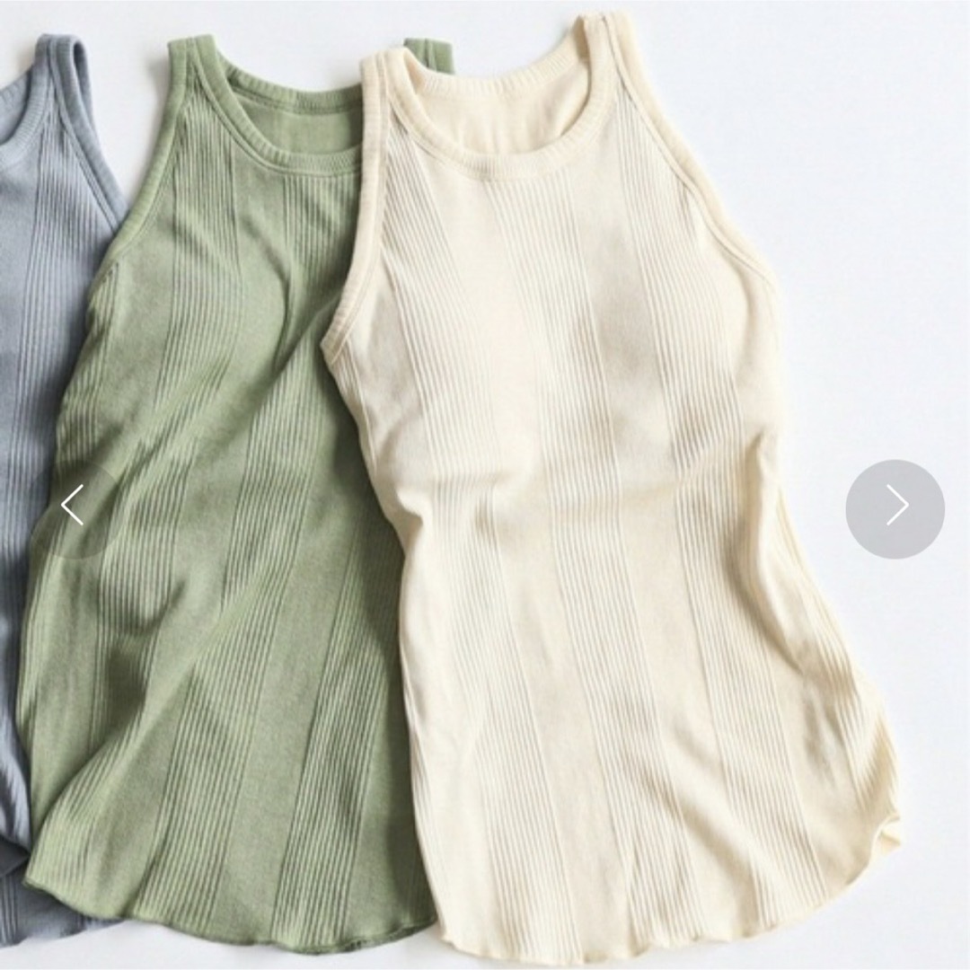 IENA(イエナ)のOrganic Cotton ランダムリブアメリカンスリーブ ブラタンク レディースのトップス(タンクトップ)の商品写真