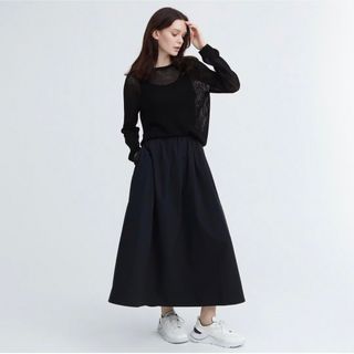 ユニクロ(UNIQLO)の【UNIQLO】ボリュームロングスカート（丈標準86～90cm） Mサイズ(ロングスカート)