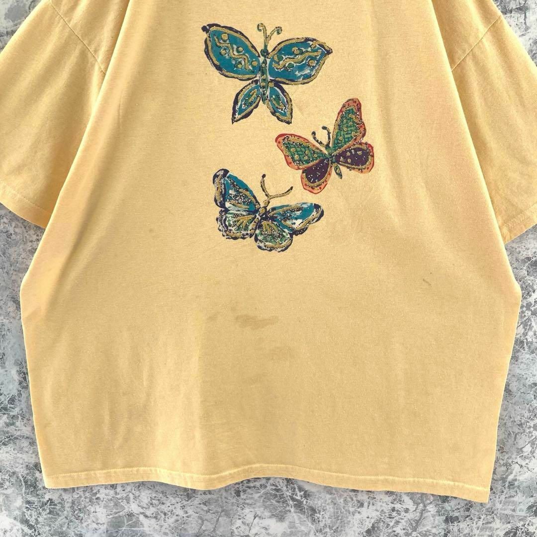 IT59 US古着ギルダン大人気アニマル柄くすみイエロービッグサイズTシャツXL メンズのトップス(Tシャツ/カットソー(半袖/袖なし))の商品写真