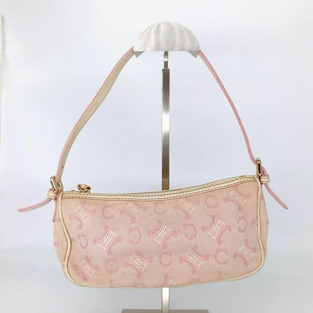 celine(セリーヌ)のセリーヌ アクセサリーポーチ ハンドバッグ キャンバス マカダム　ピンク系 レディースのバッグ(ハンドバッグ)の商品写真