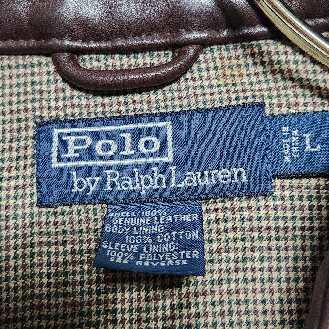 POLO RALPH LAUREN(ポロラルフローレン)の入手困難 RALPH LAUREN レザージャケット ポニー刺繍 千鳥格子 メンズのジャケット/アウター(レザージャケット)の商品写真