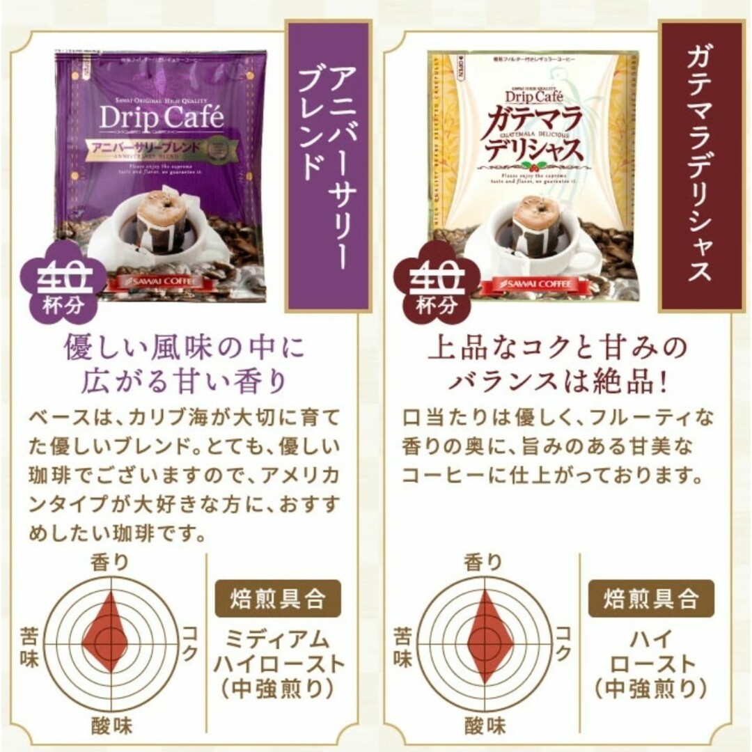 SAWAI COFFEE(サワイコーヒー)の澤井珈琲 ガテマラ・豆太入り ドリップコーヒー 10種30袋 食品/飲料/酒の飲料(コーヒー)の商品写真