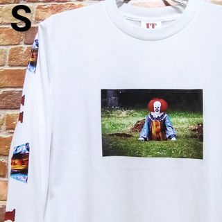 【新品】映画 イット IT Tシャツ 長袖 ロンT S ホワイト ピエロ(Tシャツ/カットソー(七分/長袖))