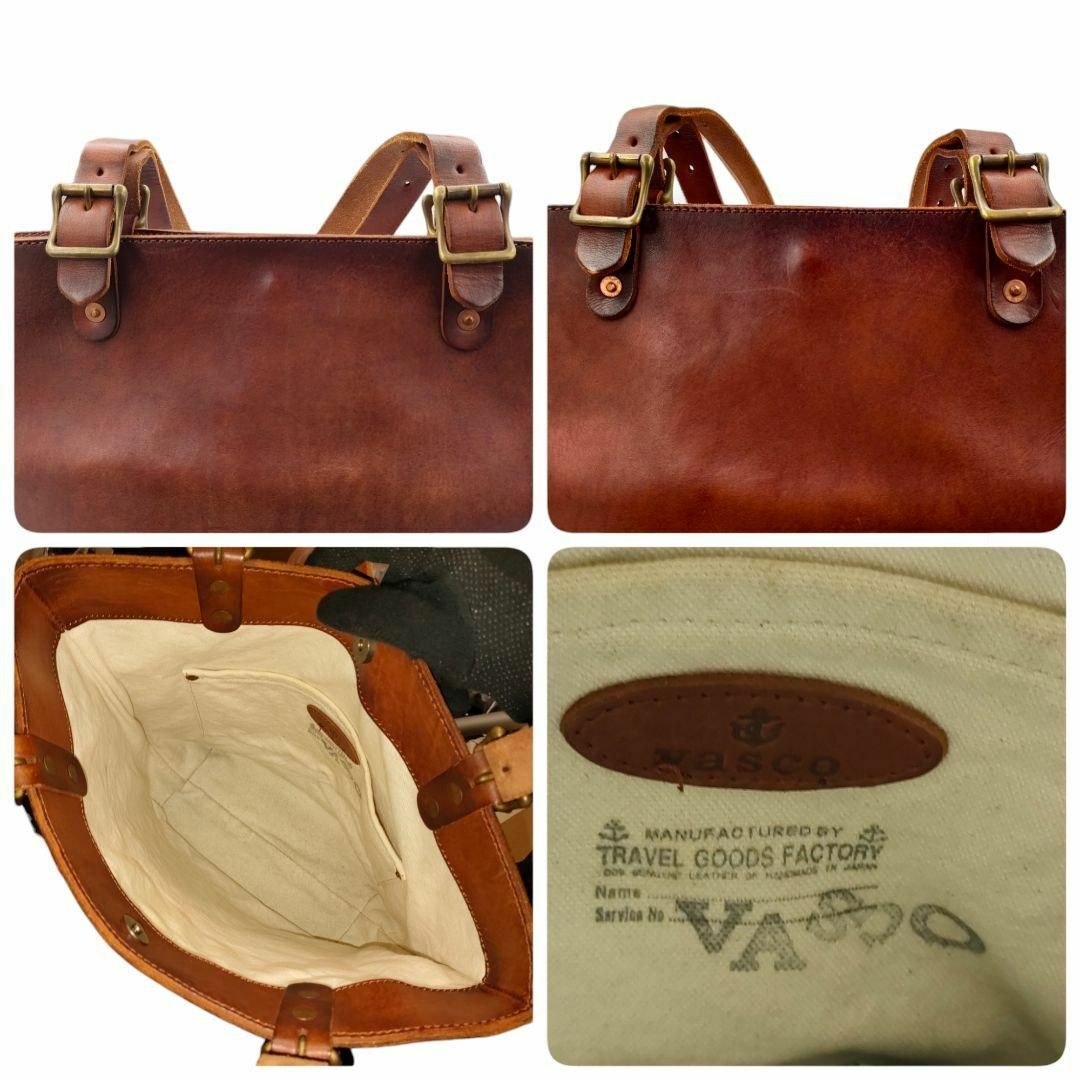 vasco(ヴァスコ)のヴァスコ A4可 トラベルトートバッグ ロングハンドル レザー ブラウン 肩掛け メンズのバッグ(トートバッグ)の商品写真