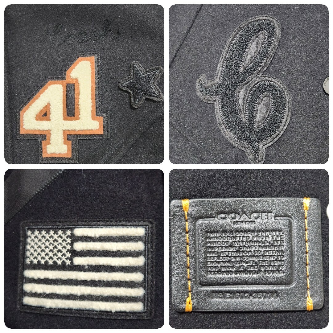 COACH(コーチ)の現行 未使用✨COACH スタジャン レザー 切り替え キルティング ブラック メンズのジャケット/アウター(スカジャン)の商品写真