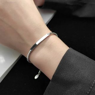 シンプルなステンレス＆シルバー925★プレートブレスレット★モードにも結婚式にも(ブレスレット/バングル)