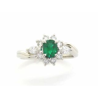 【新着】Pt900 エメラルド0.33ct ダイヤモンド0.39ct #11 リング 【池袋店】【中古】(リング(指輪))