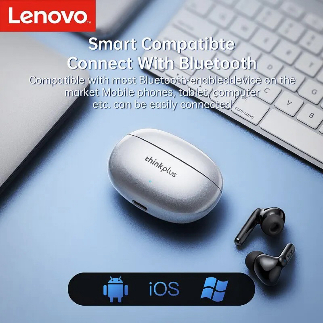 Lenovo(レノボ)のワイヤレスイヤホンlenovothinkplus live pods XT88白 スマホ/家電/カメラのオーディオ機器(ヘッドフォン/イヤフォン)の商品写真