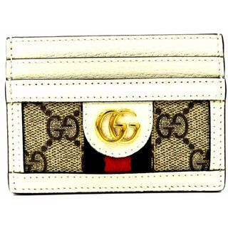 グッチ(Gucci)の【新着】グッチ 523159 GGスプリームxレザー/ベージュxホワイト オフィディアカードケース【池袋店】【中古】(財布)