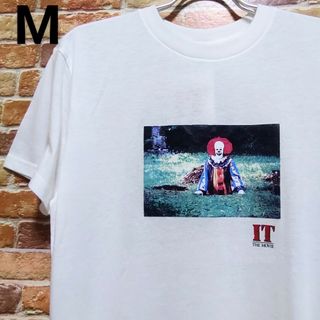 【新品】映画 イット IT Tシャツ 半袖 M ホワイト ピエロ ホラー(Tシャツ/カットソー(半袖/袖なし))