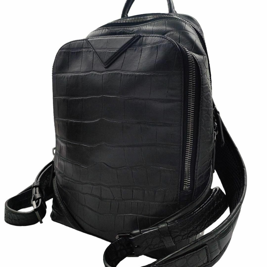 未使用品 MCM クロコダイル型押し リュックサック ロゴ金具 ブラック 未使用品 MCM クロコダイル型押し リュックサック ロゴ金具 ブラック