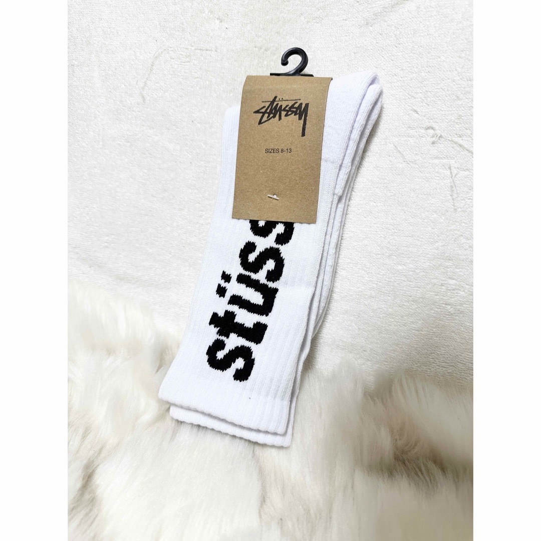 STUSSY(ステューシー)のステューシー　STUSSY　ソックス　ロゴ　靴下　白　ホワイト メンズのレッグウェア(ソックス)の商品写真