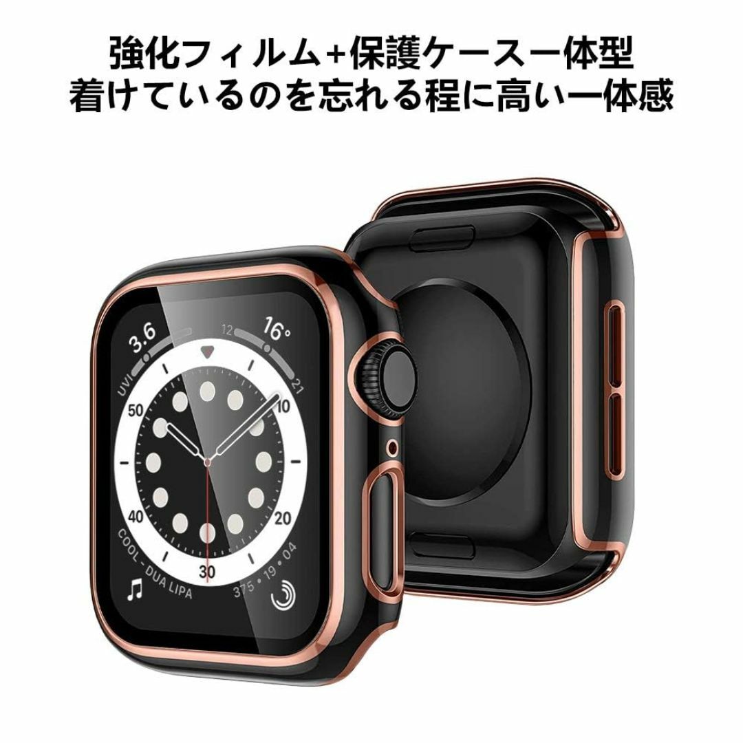 【サイズ:44mm_色:光沢のブラック/ローズゴールド】BELIYO Apple スマホ/家電/カメラのスマホアクセサリー(その他)の商品写真